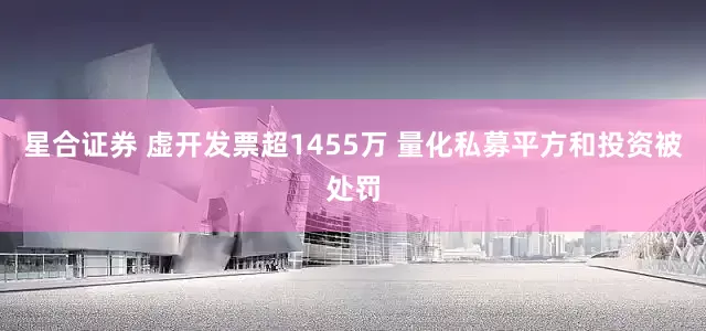 星合证券 虚开发票超1455万 量化私募平方和投资被处罚