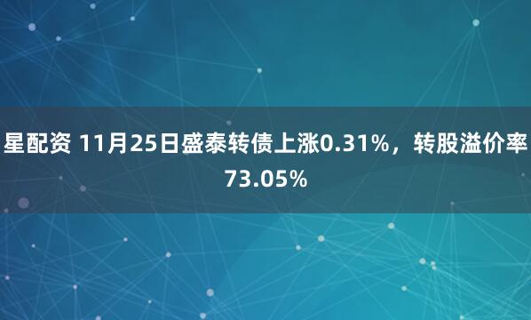 星配资 11月25日盛泰转债上涨0.31%，转股溢价率73.05%